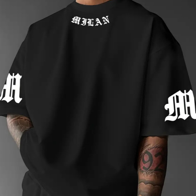 Camiseta Oversized Masculina Algodão Ombro Caido Mean Streetwear Confortavel Moda Gringa