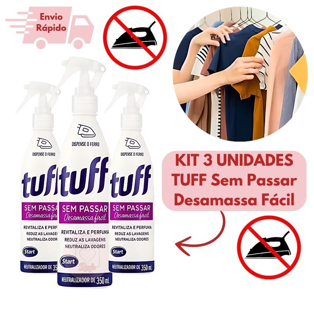 Kit 3 Tuff Desamassa Fácil Sem Passar Start 350ML Perfuma E Neutraliza Odores