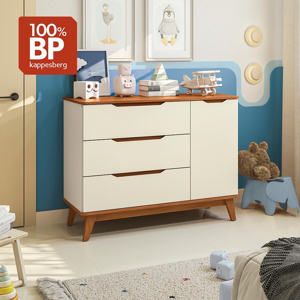 Cômoda Infantil 3 Gavetas 1 Porta Kappesberg Crescer