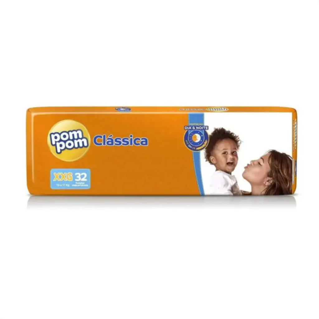 FRALDA INFANTIL POM POM CLASSICA MEGA TAMANHO XXG C/32