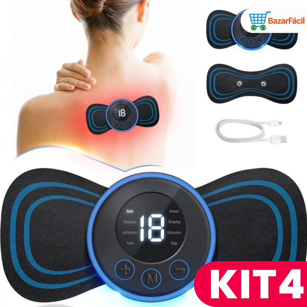 Mini Massageador Elétrico Portátil Cervical EMS Alivia Dores Corpo Pescoço