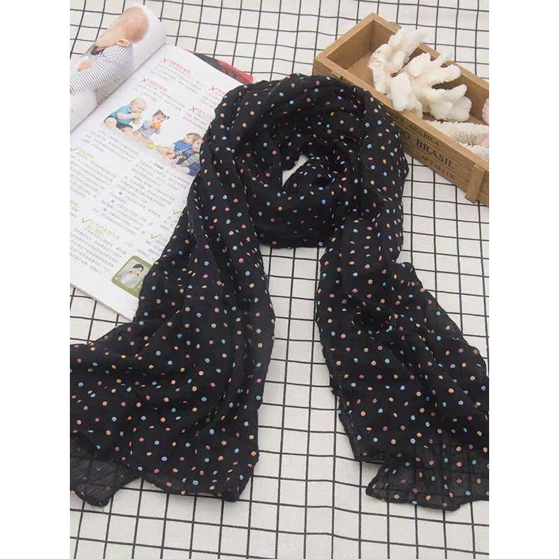 Pequeno fresco estudante outono inverno fino pescoço manga pontilhada babador longo cachecol menina versão coreana All-M