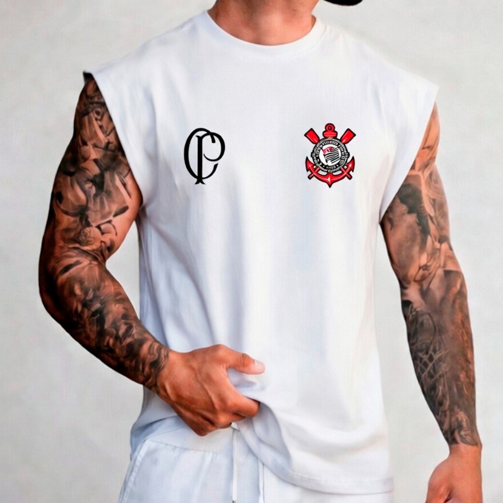 Regata Blusa Lançamento Timão Corinthians Unissex Estampa Time Casual Camiseta Oversized Machão 100% Algodão Streetwear