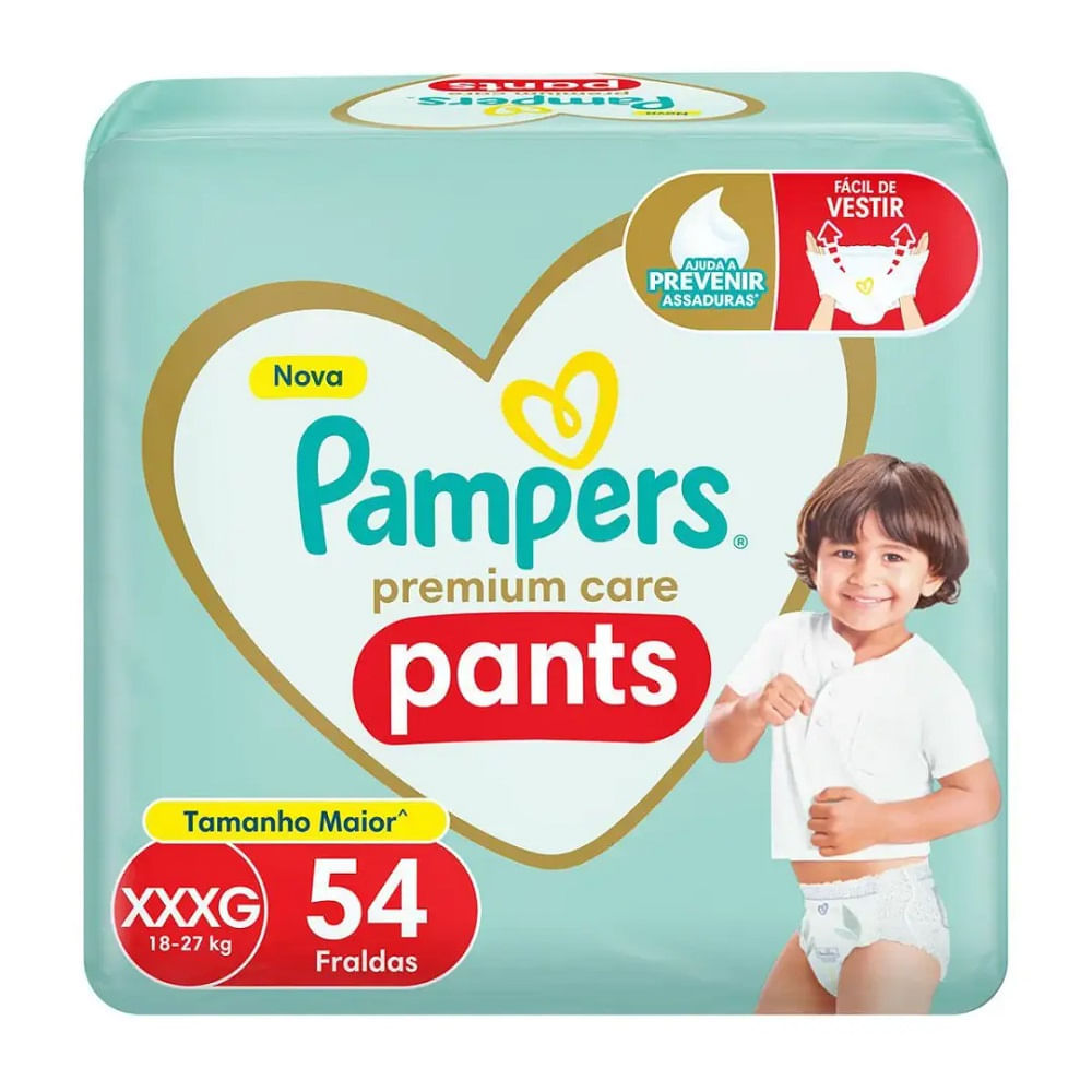 Fralda Pampers Premium Care Pants XXXG 54 unidades em Oferta na Shopee