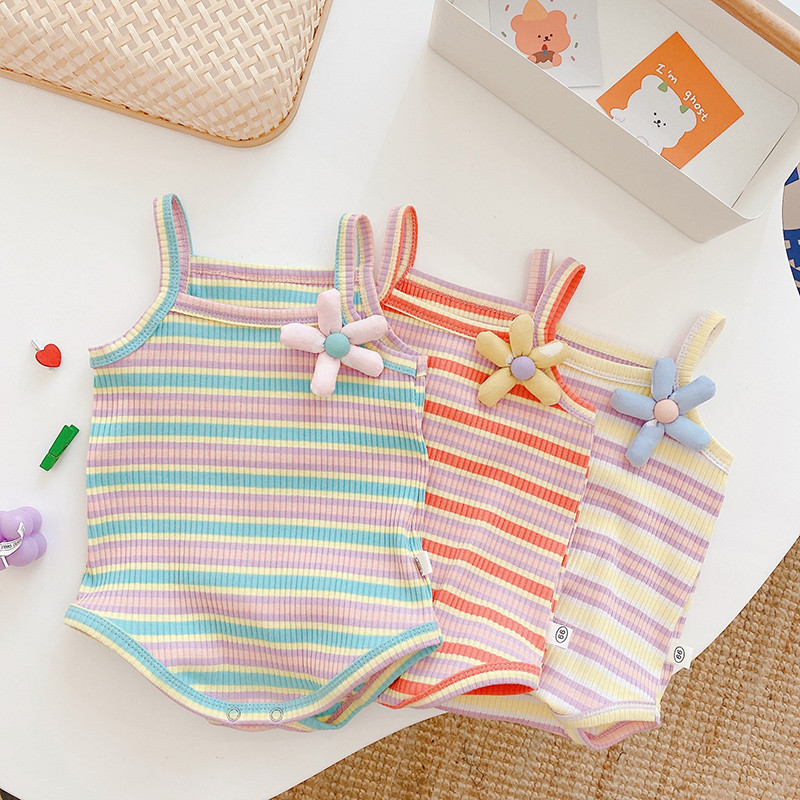 Bebê bebê roupas de verão roupas recém-nascidos bebê menina estilingue macacão colete Outing roupas do bebê macacão fino