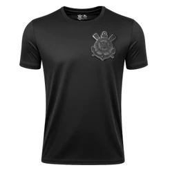 Camisa Corinthians Masculina Logo Bordado Preta Licienciado