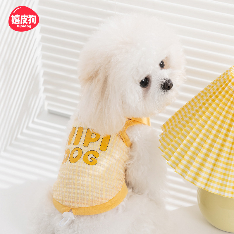 Hippie cão polo colar colete filhote de cachorro primavera verão roupas finas Teddy Bichon Pet pequeno cão primavera rou