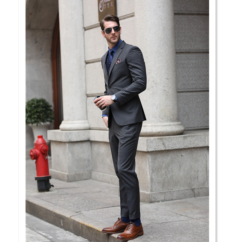 2025 High-End lã cinza escuro terno masculino terno de negócios Formal terno Puffer bonito terno Casual estilo britânico