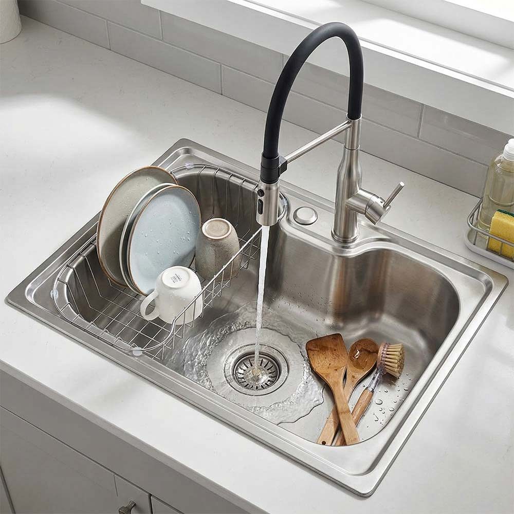 Cuba 60x42 Gourmet Inox 304 + Torneira 3 Modos Ducha Retrátil Magnética 360°