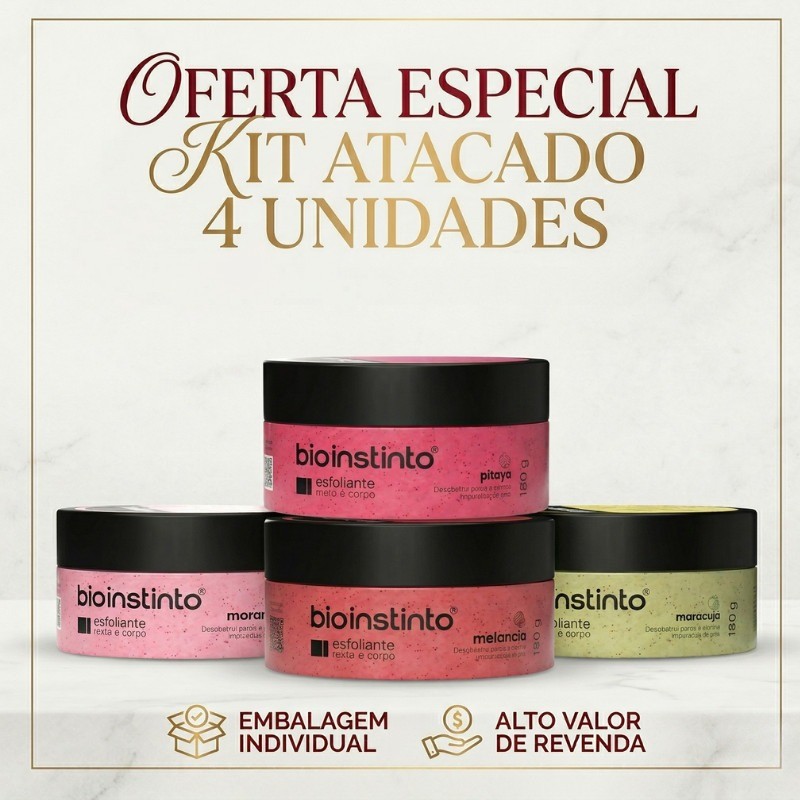 Kit 4 esfoliante corpo Banho Premium Skin care Hidratação Atacado Oferta Especial 180g