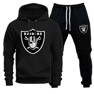 Conjunto De Moletom Masculino Calça Bolso e Blusa Capuz Raiders entrega imediata unisex moleton capuz calça com bolso
