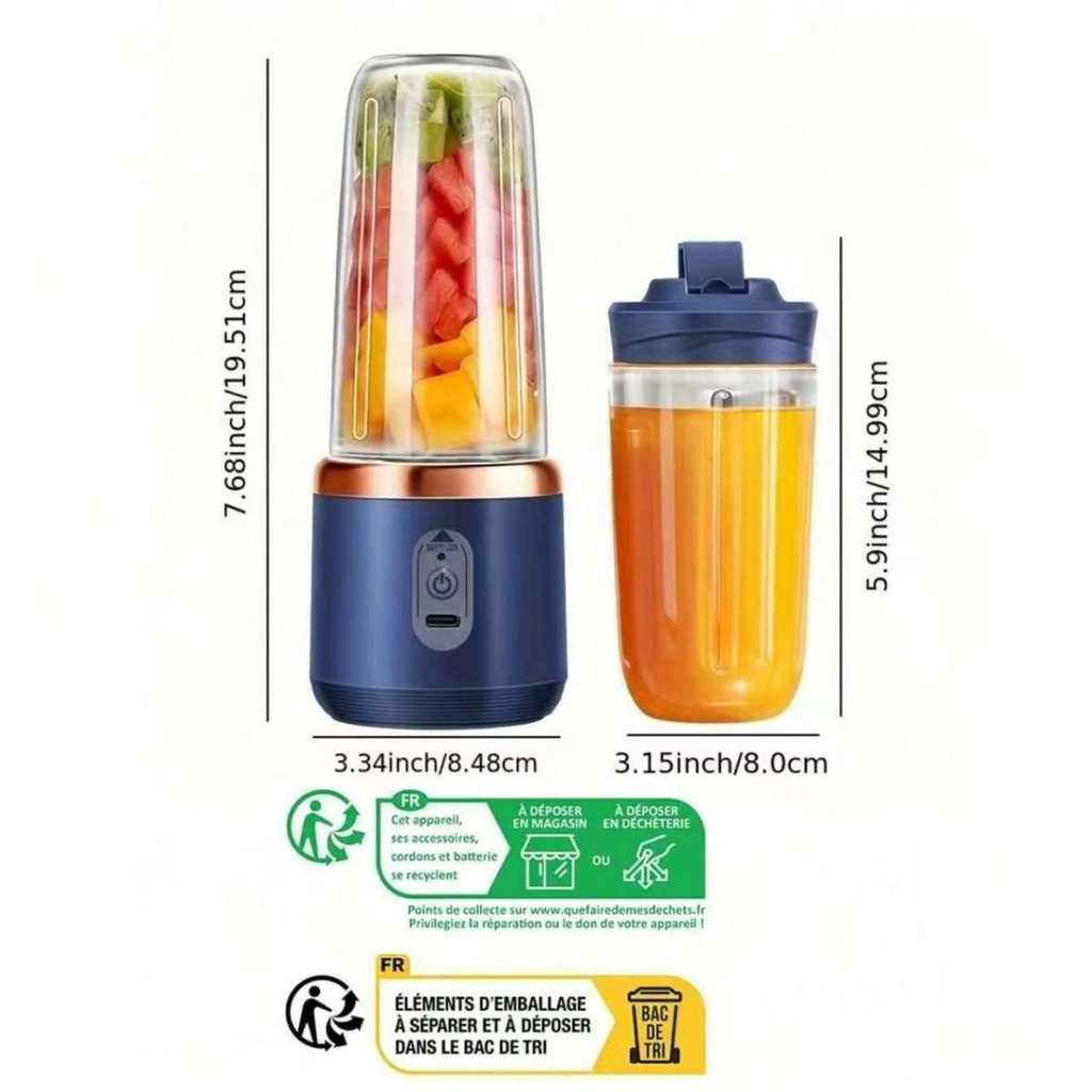 Mini liquidificador portátil recarregável para uso doméstico, liquidificador multifuncional para sucos, venda por atacad