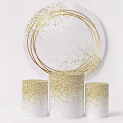 Kit Capa Painel Redondo com Trio Capas de Cilindro Veste Fácil Sublimado Tema Glitter | Pronta Entrega