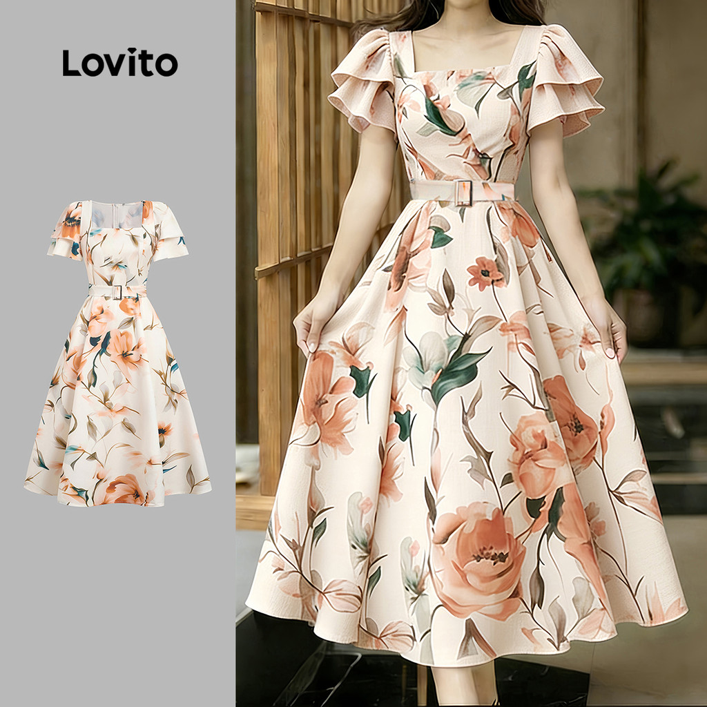 Lovito Vestido Boho Primavera/verão Vestido para Mulheres L190ED050