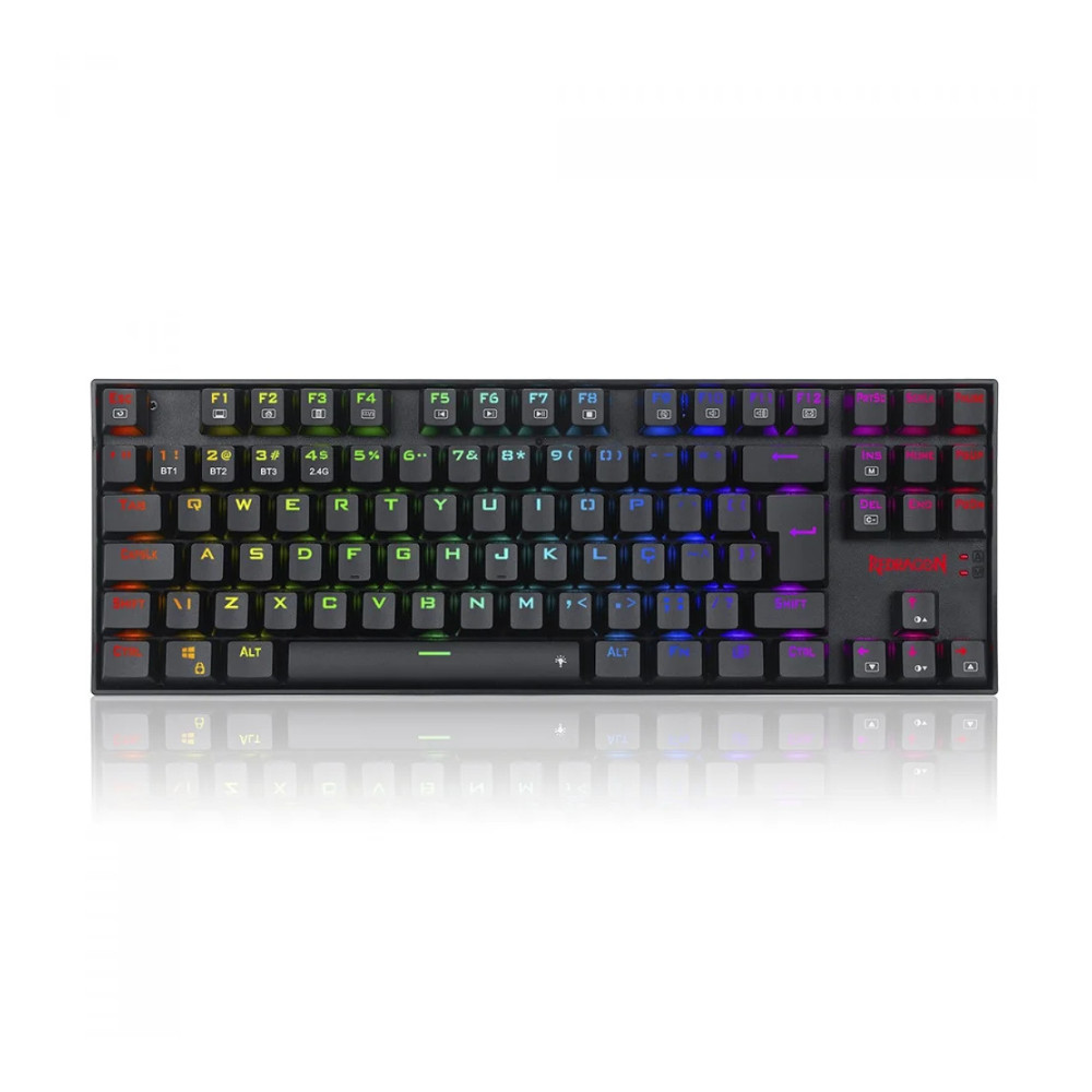 Teclado Sem Fio Mecânico Gamer Redragon Kumara Pro, RGB, Wireless e Bluetooth, Switch Blue, Preto - K552RGB-BRS-B (PT)