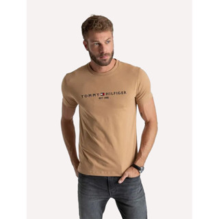 Camiseta Tommy Hilfiger Masculina Core Logo Tee Cáqui em Oferta na Shopee