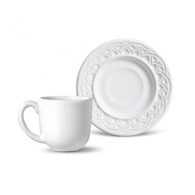 Conjunto Com 6 Xícaras De Café Com Pires Cestino Branco 72 Ml