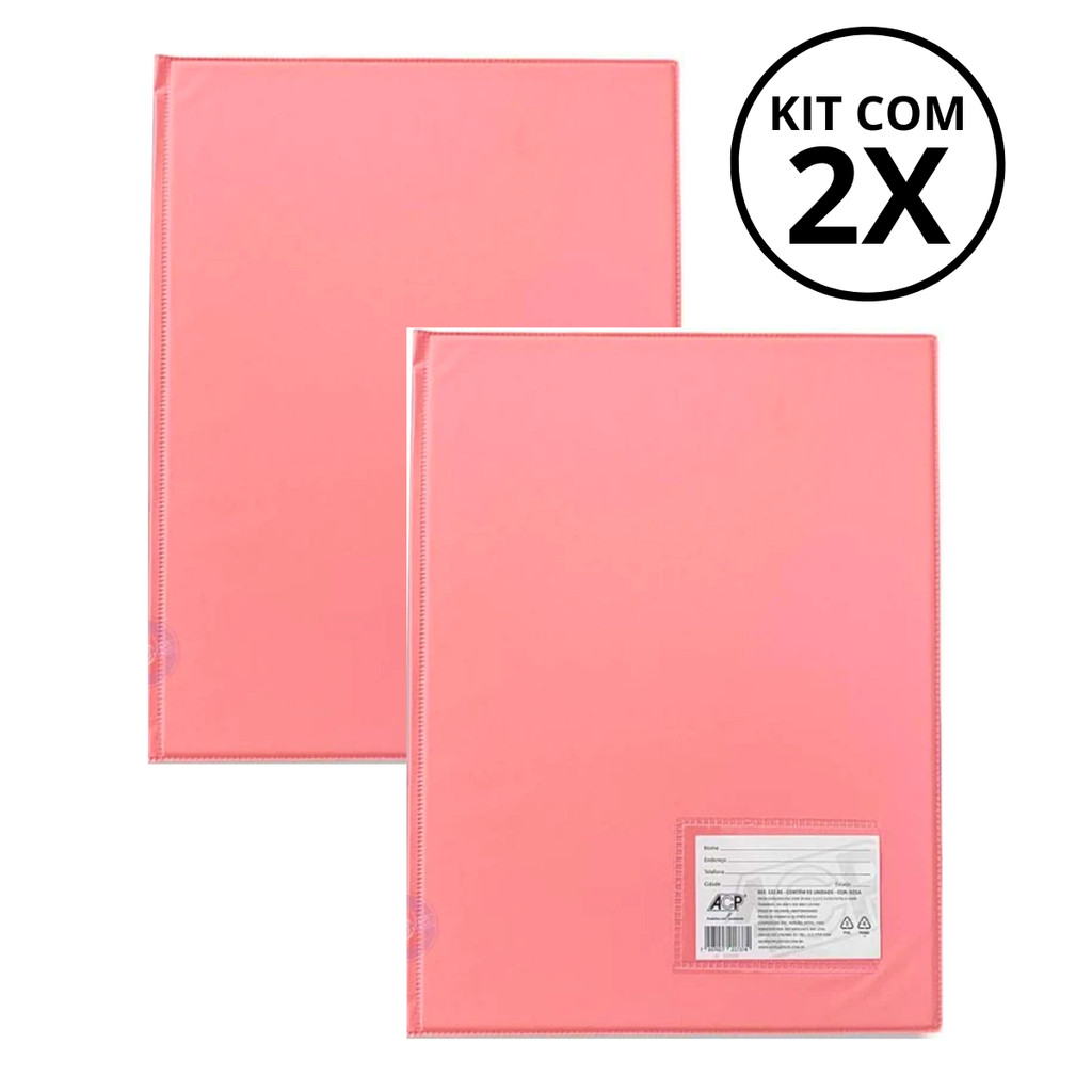 Kit Com 02 Pasta Catálogo com 50 Plásticos Finos Todas As Cores - ACP