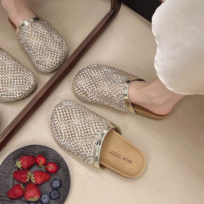 IELGY Verão Malha Strass Slip-On Meias Chinelos Abertos 2026 Mulheres — imagem 2 de 2