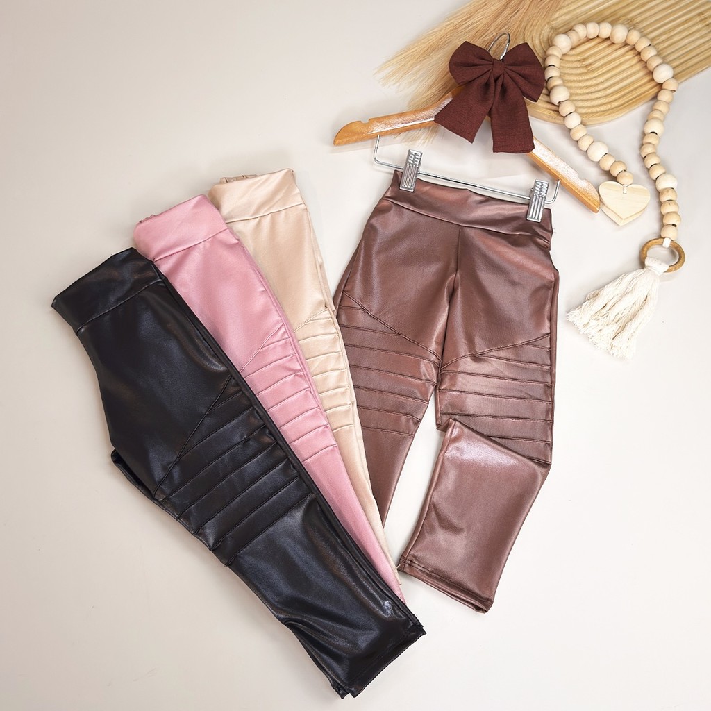 Calça Infantil Tratorada Bege, Marrom, Preto e Rosa Menina 02 ao 10