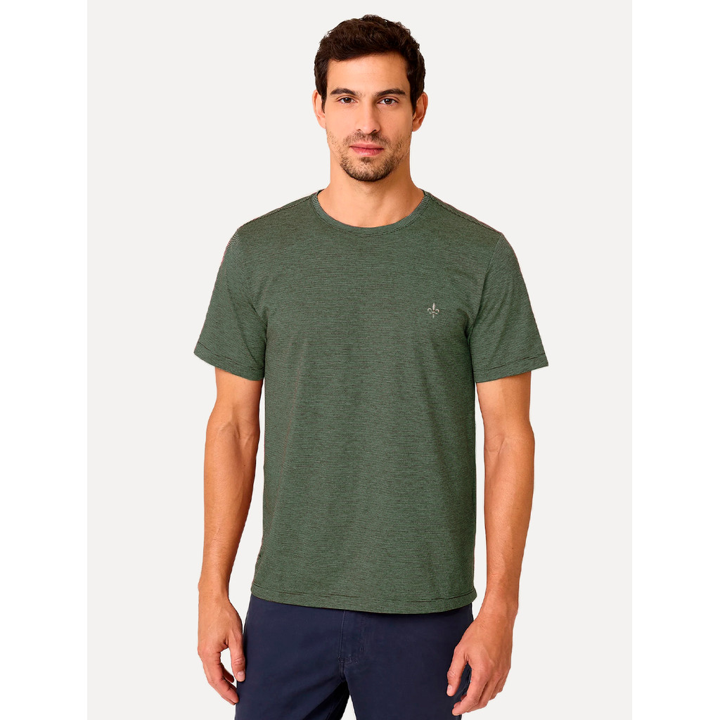 Camiseta Dudalina Original Masculina Crewneck Listrada Verde 93.01.0016 25