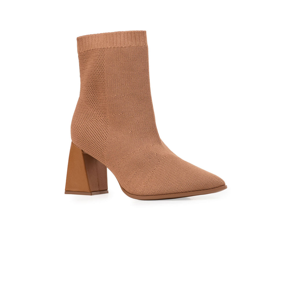 Detalhes do Bota Knit Bebecê Com Salto Geométrico