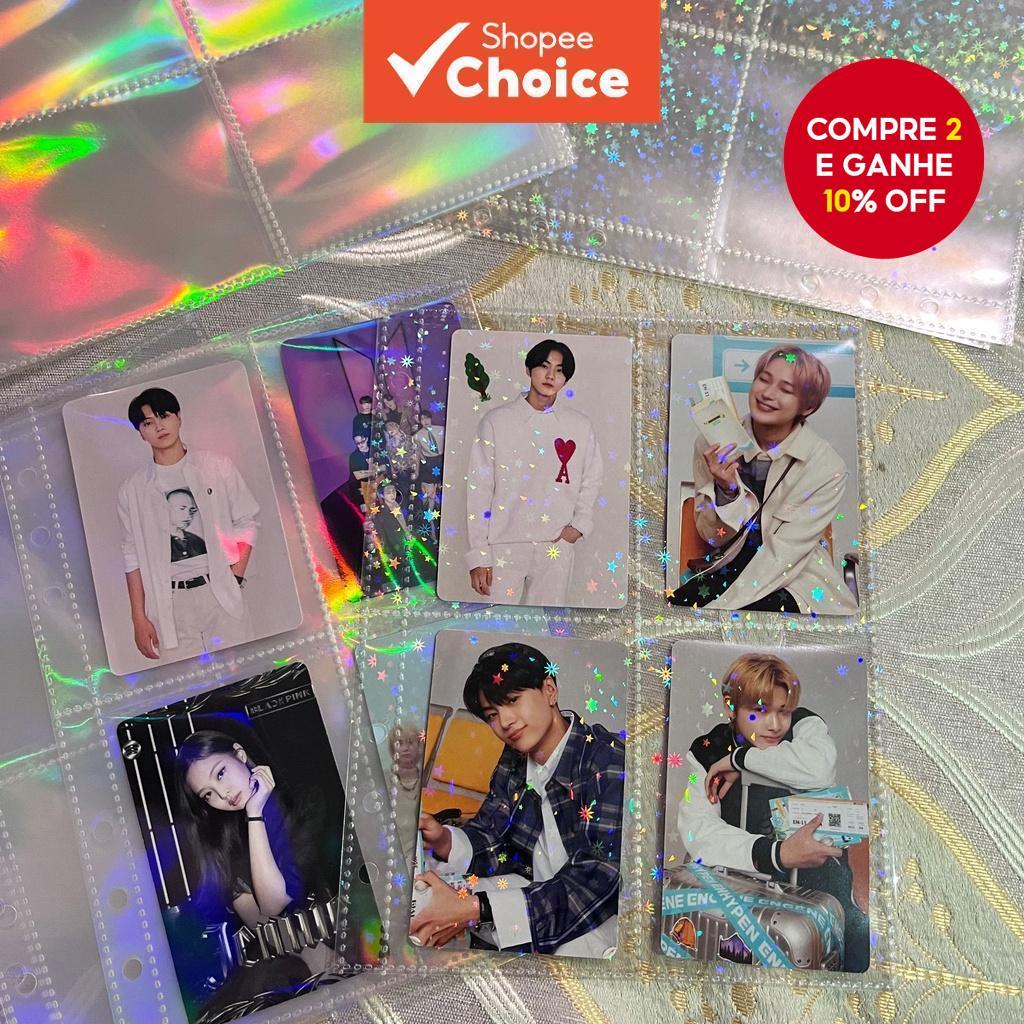 10pcs/set A5 Mangas de Cartões Laser 4 Grid Photocard Páginas de Álbum 6 Buracos Loose Leaf Binder