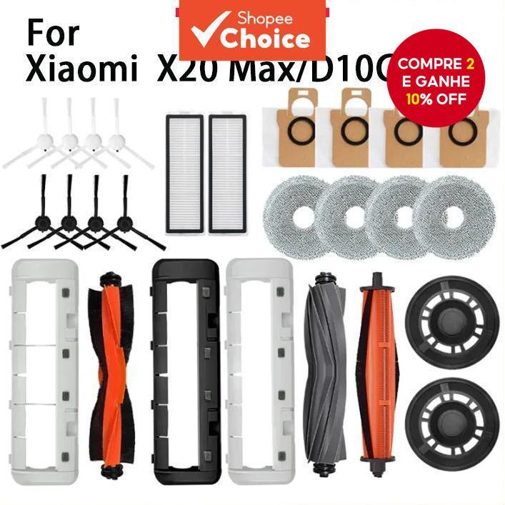  Para acessórios do aspirador robô Xiaomi X20 Max/X20 Pro/D109GL, peças de reposição: escova principal, escova lateral,