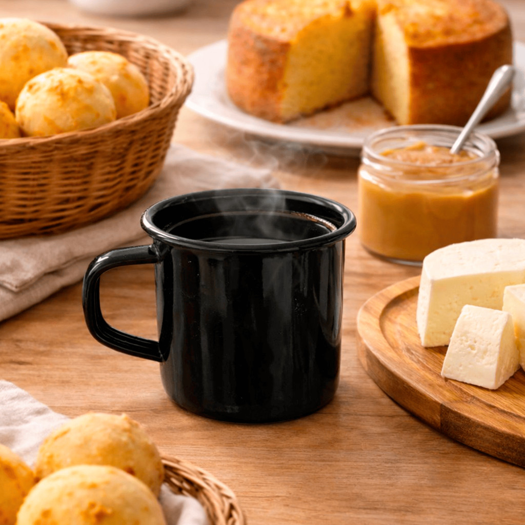 Caneca Esmaltada Ágata para Café ou Chá Preta 350ml em Oferta na Shopee