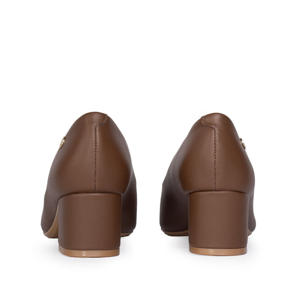 Detalhes do Scarpin Feminino Vizzano Bico Fino Salto Médio Capuccino