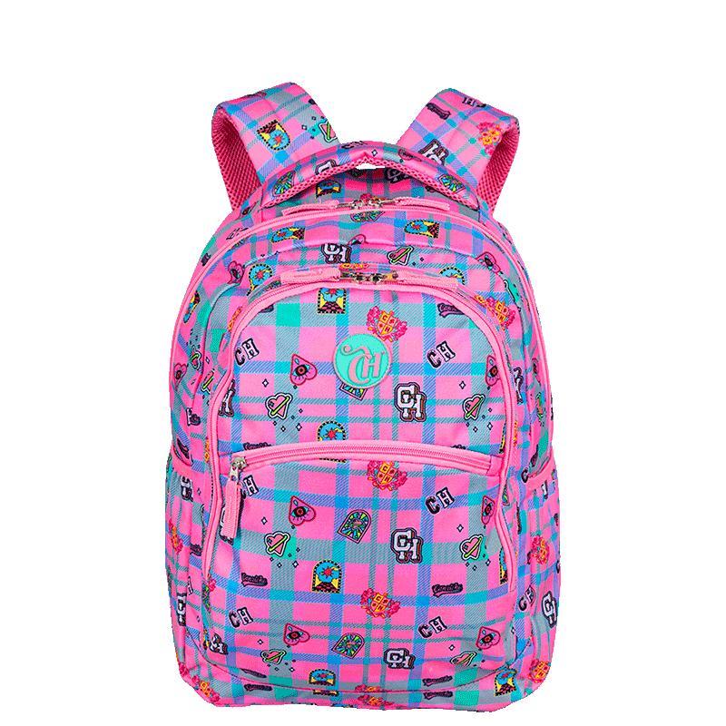 Mochila Grande 2 Compartimentos Capricho Student School - Rosa Claro