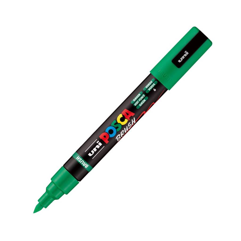 Caneta Posca PC-5MBR Brush Verde Uni-Ball em Oferta na Shopee