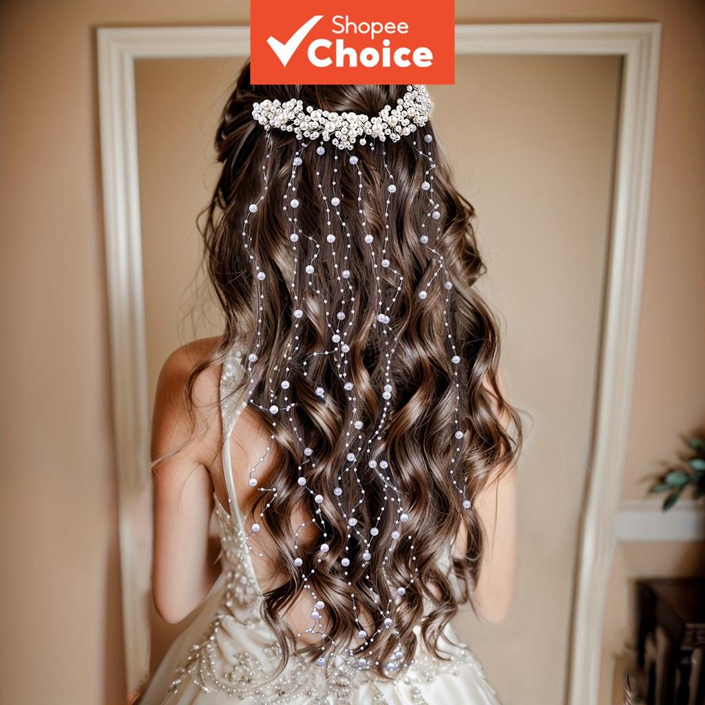 Acessórios De Pérolas De Noiva Com Estrelas Brilhantes | Capacete De Pérola Grampo De Cabelo De Casamento Artigos De Fes em Oferta na Shopee