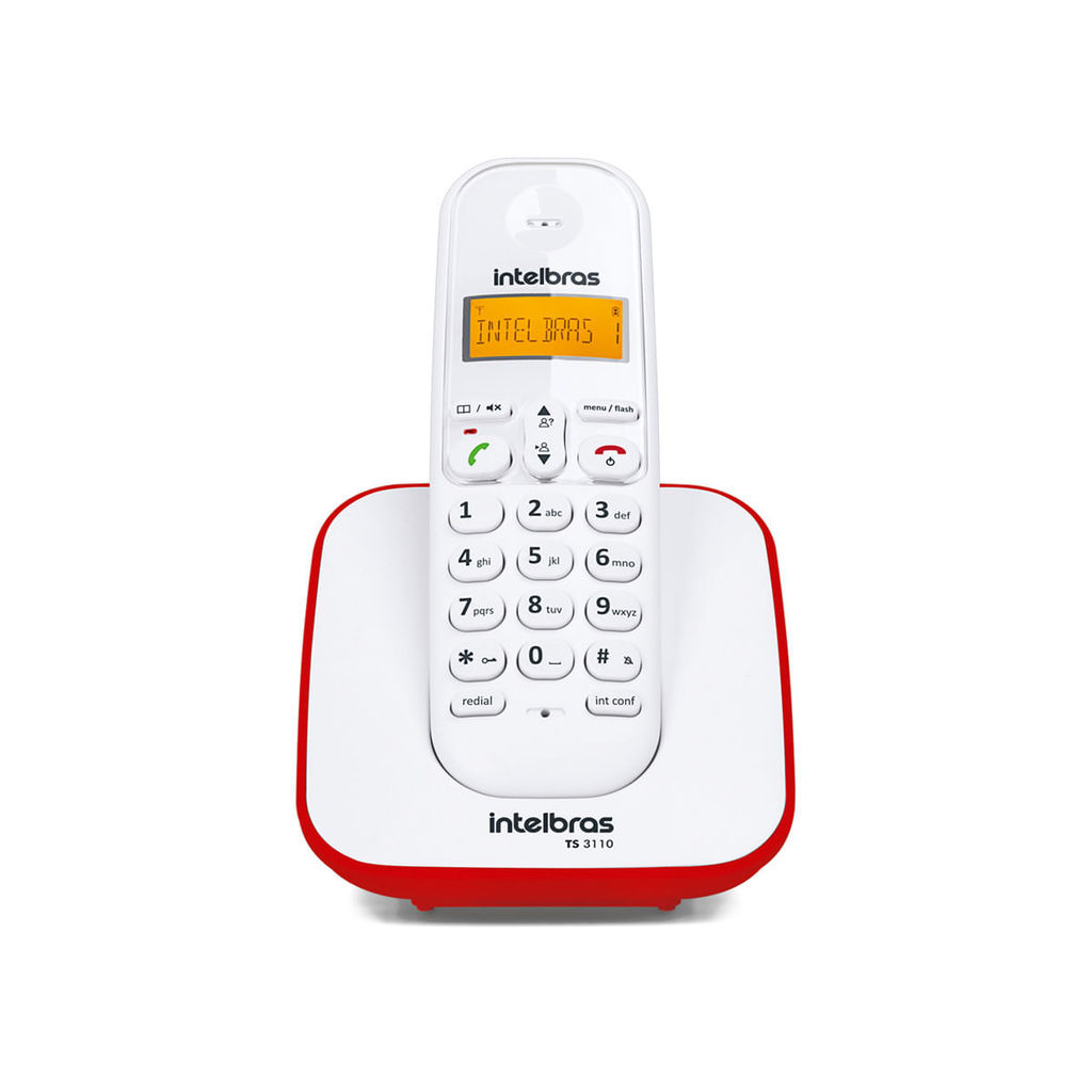 Telefone sem Fio Digital TS 3110 Branco com Vermelho Intelbras em Oferta na Shopee