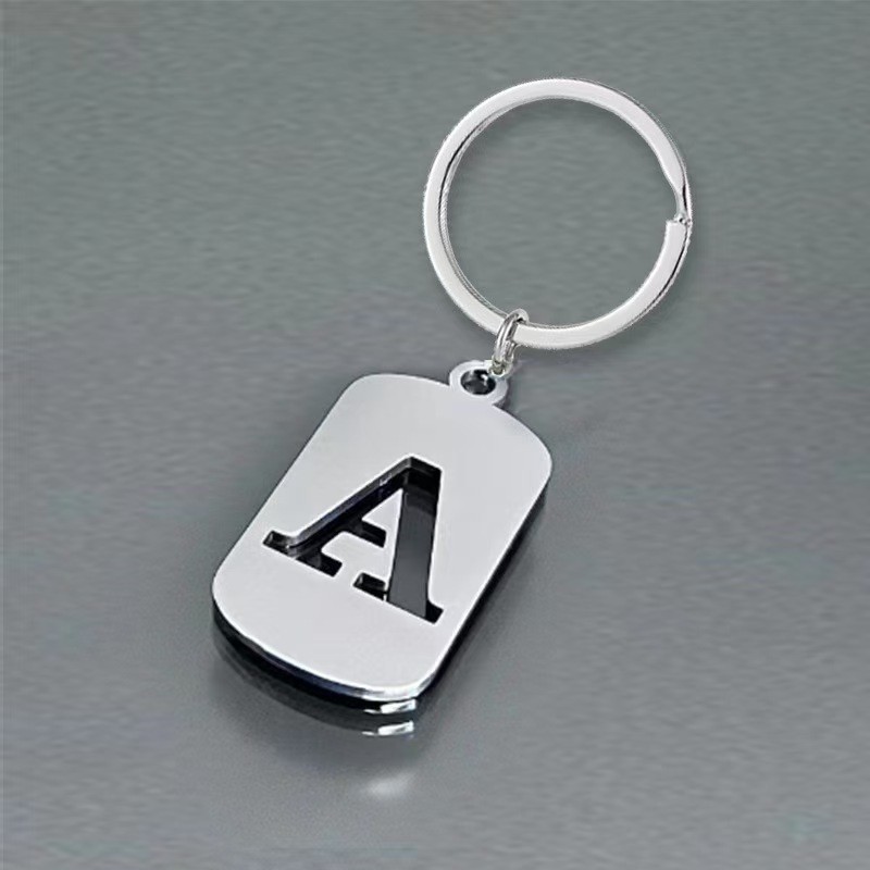 Aço inoxidável 26 letras em inglês jóias moda chaveiro único simples mochila acessórios do carro