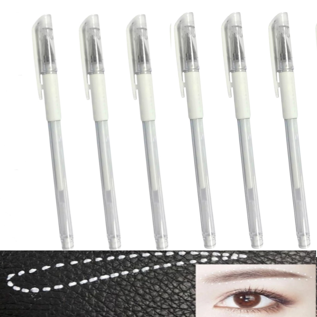 Kit 6 Canetas Gel Branca Para Marcação Designer Sobrancelha Dermatográfica A Melhor (S17)