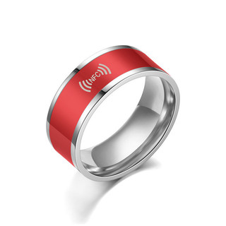 Anel Inteligente NFC de Aço Inoxidável Vermelho Tecnologia de Tag de Telefone Vestível Presente Venda Quente