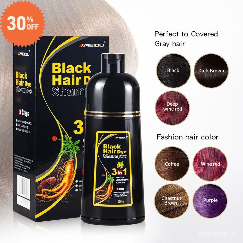 Shampoo Sem Enxágue Tintura de Cabelo Longa Duração Unissex Shampoo/Tintura de Cabelo Preto SQAH