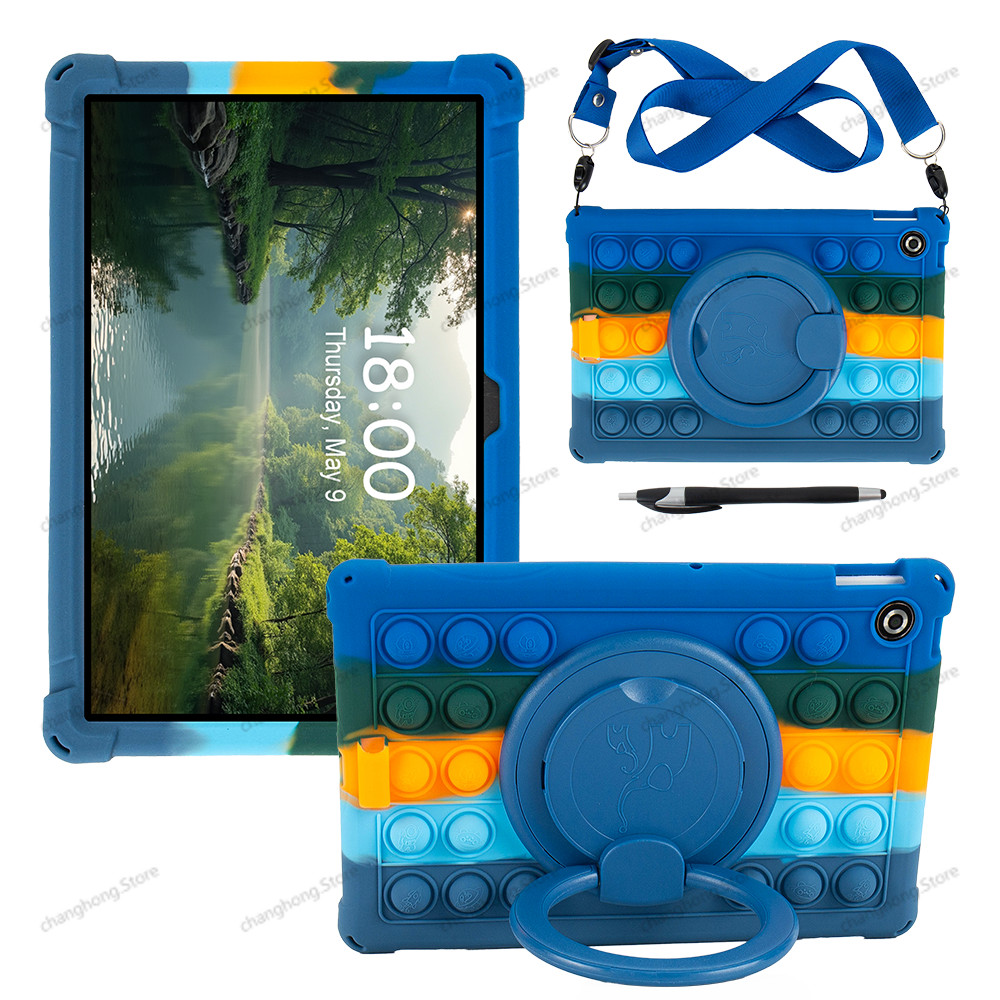 Capa Infantil Para Lenovo Tab 10.1 2025 TB-311FU K10 2a 311XU 10.1 Polegadas Bolha Rotativa Suporte Com Alça De Ombro E