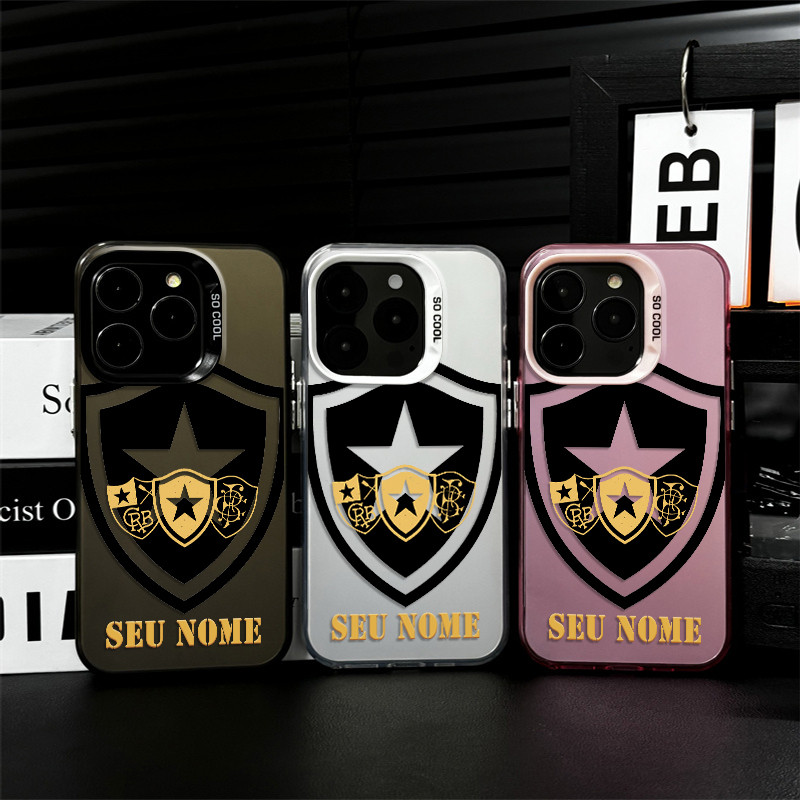 Capinha Capa De Personalizado Com Nome Crachá futebol Botafogo Para iPhone 17 16 15 13 12 11 Pro Max 15 Plus 14 PRO capa