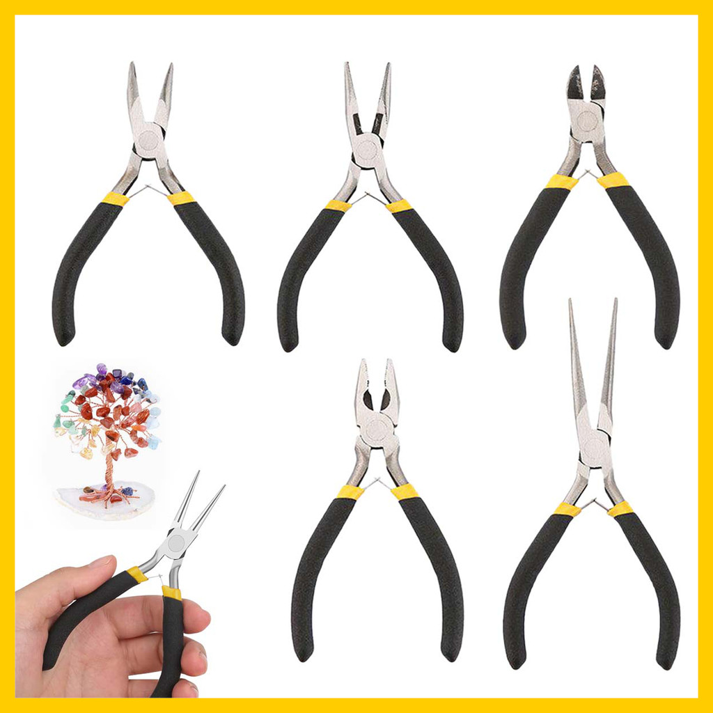 Kit de mini alicates de 5 pcs (para joias) incluindo alicate de Bico Redondo, alicate Bico Chato e alicate de bico longo