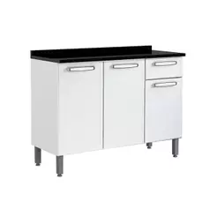 Balcão de Cozinha Modulado Evidence 7122 3 Portas e 1 Gaveta c/ Tampo 120cm Branco - Bertolini
