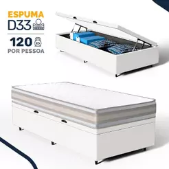 Cama Box Baú com Colchão de Espuma D33 Double Face Territory Hellen Solteiro 88cm