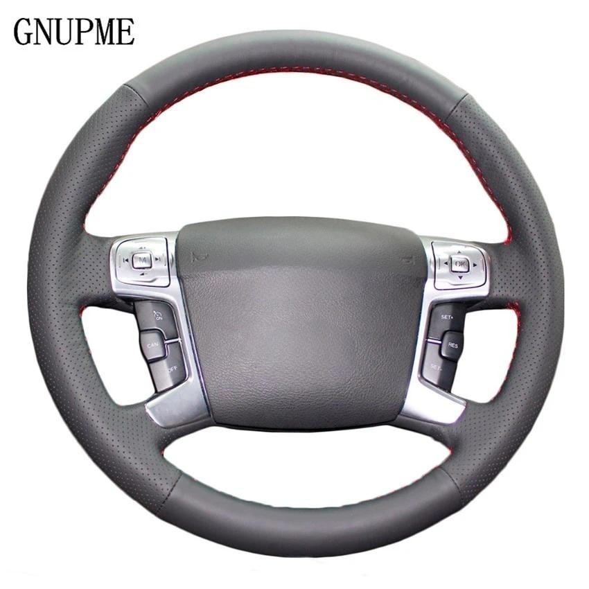 Capas De Volante De Carro De Couro Artificial Preto Costurado À Mão Para Ford MONDEO 2007-2012 CHIA-X S-MAX 2007