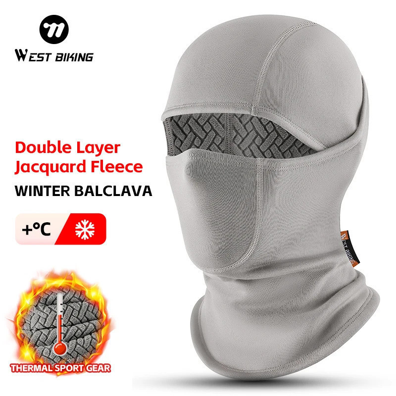 WEST BIKING Balaclava de Inverno em Fleece Espesso para Esqui e Ciclismo, Capuz Térmico de Motocicleta com Dupla Camada 