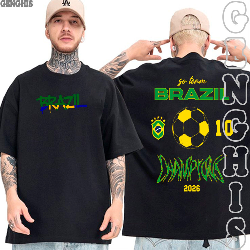 Camiseta Brazil Seleção Brasileira Copa Do Mundo Torcida 2026 Camisa Basica e Oversized Algodão
