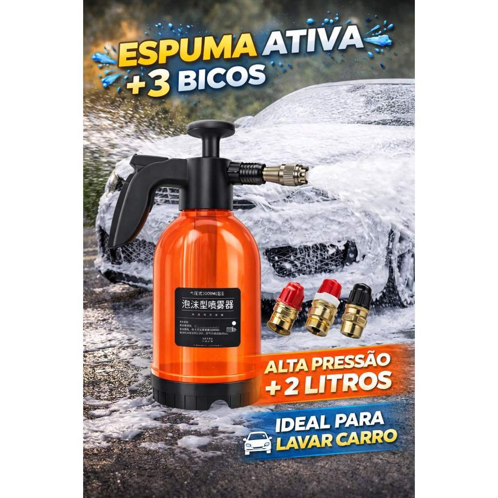 Snow Foam 2L Espumador Manual Com 3 Bicos – Alta Pressão Para Lavação Automotiva