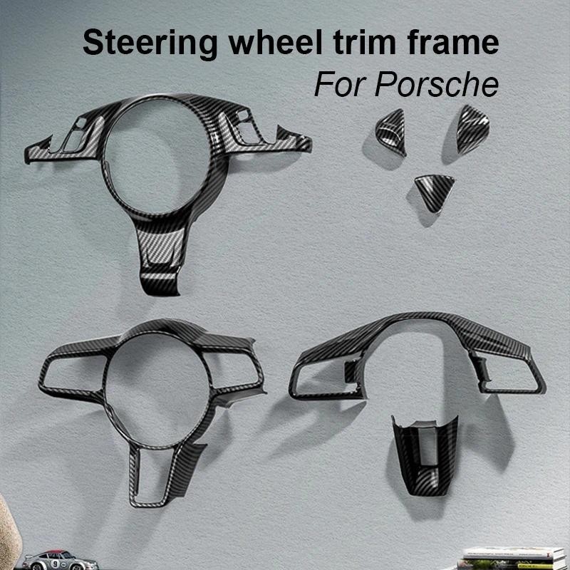 Para Porsche Cayenne 2006-2010 Panamera Macan 911 718 Taycan 2011-2024 Textura De Fibra Carbono Volante Painel Quadro Ca