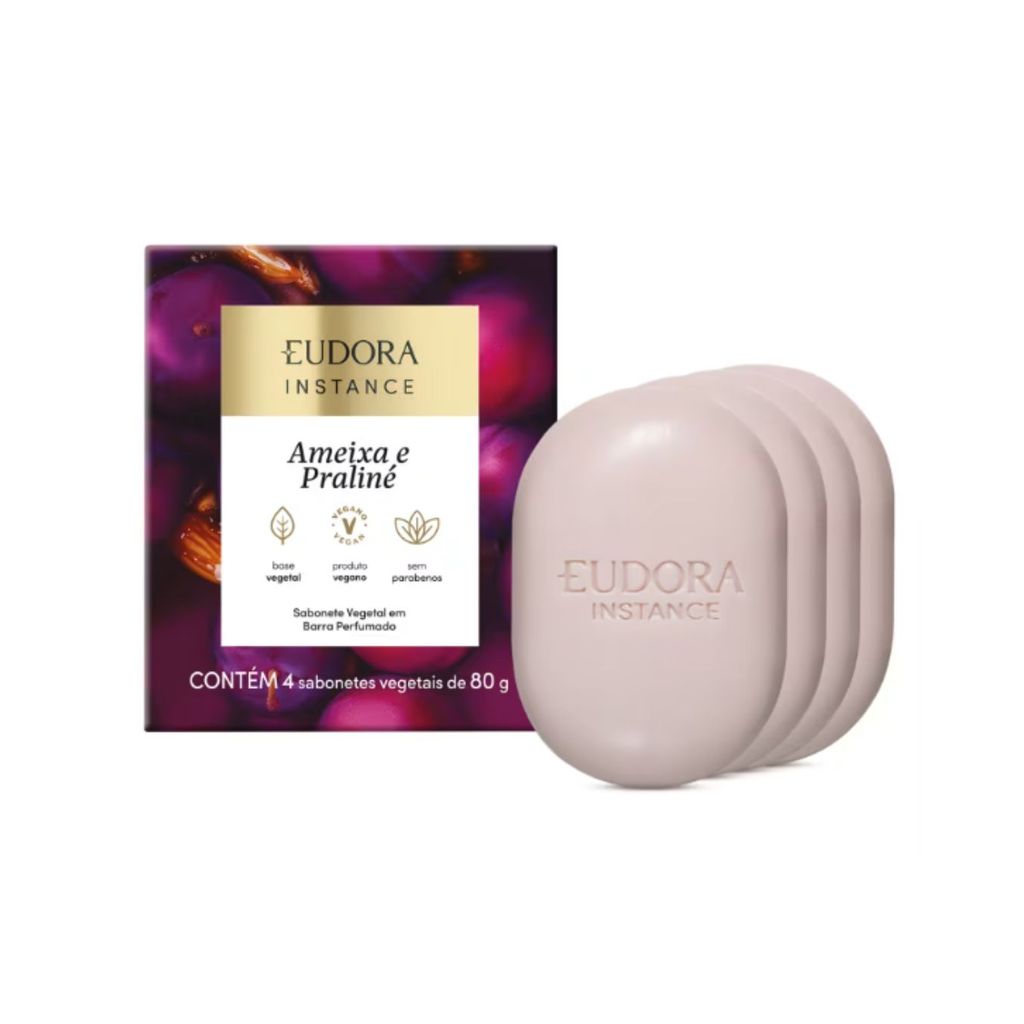 Sabonete Vegetal em Barra Perfumado Instance Ameixa e Praliné 4x80g