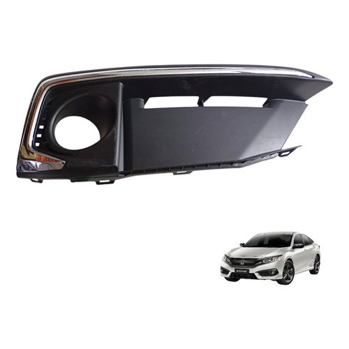 Moldura Farol Milha Direito Honda Civic G10 2017 2018 2020 Preto E Cromado